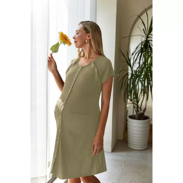 Ekouaer 3 in 1 LaborDeliveryHospital Gown Nursing Dress Maternity Nightgown Sleepwear for Breastfeeding with Button SXXLGreen