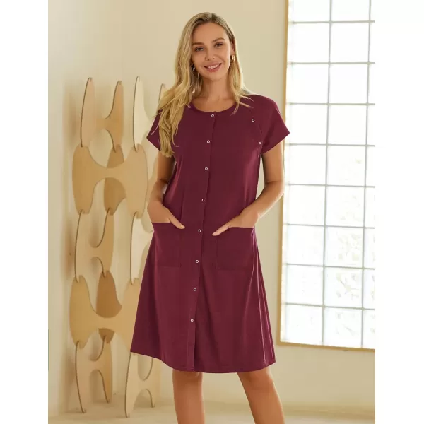 Ekouaer 3 in 1 LaborDeliveryHospital Gown Nursing Dress Maternity Nightgown Sleepwear for Breastfeeding with Button SXXLMaroon