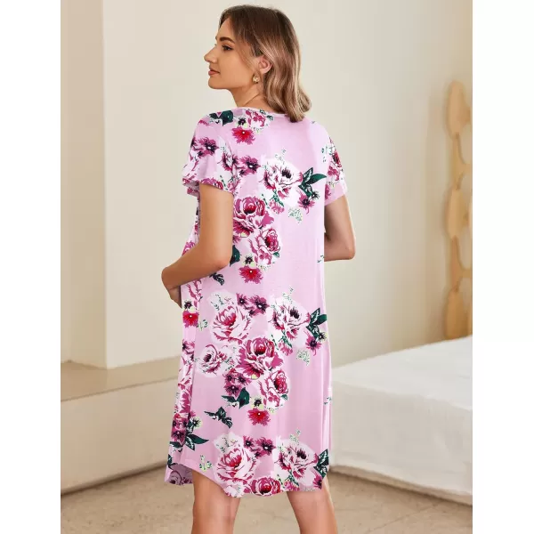 Ekouaer 3 in 1 Maternity Nursing Nightgown LaborDelivery Hospital Gown Flare Sleeve Pleated Breastfeeding DressPink Floral