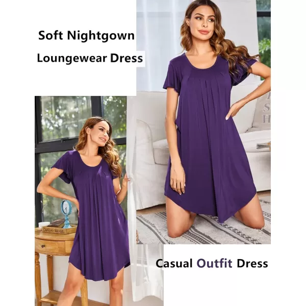 Ekouaer 3 in 1 Maternity Nursing Nightgown LaborDelivery Hospital Gown Flare Sleeve Pleated Breastfeeding DressPurple