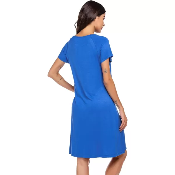 Ekouaer 3 in 1 Nursing Dress Maternity Nightgown LaborDelivery Breastfeeding Birthing Gown with ButtonBlue