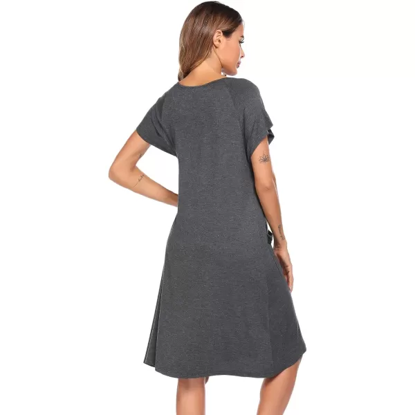 Ekouaer 3 in 1 Nursing Dress Maternity Nightgown LaborDelivery Breastfeeding Birthing Gown with ButtonLight Grey