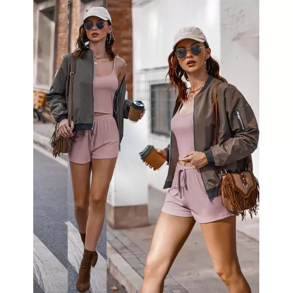Ekouaer 4 Piece Outfits Crop Tank Top Elastic Waist Shorts Pajama Set Casual Lounge Sets for Daily and Sport WearingPink