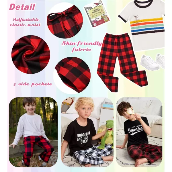 Ekouaer Boys Pajama Pants Long Sleep Pants Soft Elastic Waist Pajama Bottoms Plaid Lounge Pants with 2 Pockets 414 YearsAayarn Dyed Lattice4black