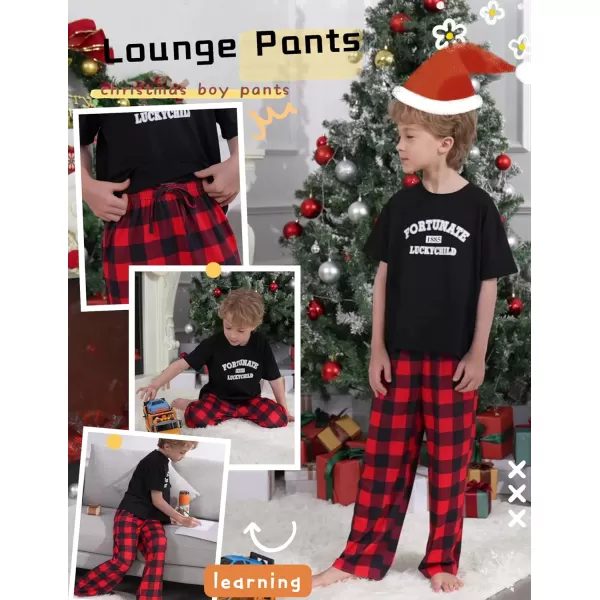 Ekouaer Boys Pajama Pants Long Sleep Pants Soft Elastic Waist Pajama Bottoms Plaid Lounge Pants with 2 Pockets 414 YearsAayarn Dyed Lattice4black