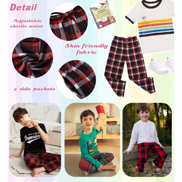 Ekouaer Boys Pajama Pants Long Sleep Pants Soft Elastic Waist Pajama Bottoms Plaid Lounge Pants with 2 Pockets 414 YearsAyarn Dyed Lattice2