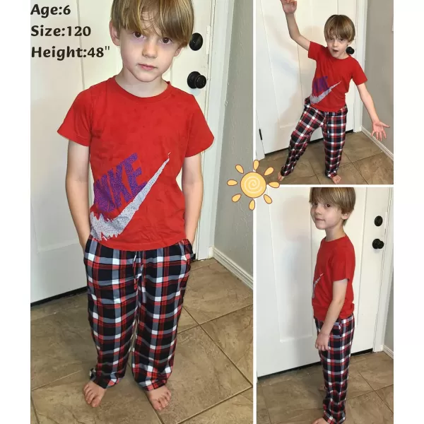 Ekouaer Boys Pajama Pants Long Sleep Pants Soft Elastic Waist Pajama Bottoms Plaid Lounge Pants with 2 Pockets 414 YearsAyarn Dyed Lattice2