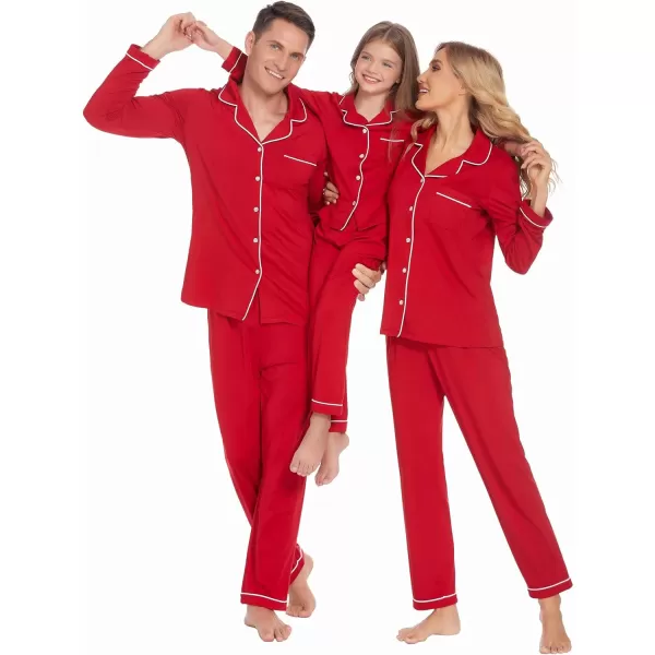 Ekouaer Christmas Family Matching Pajamas Long Sleeve Couple Pj Set Festival Party Sleepwear with Button SXXLKids Achristmas Red