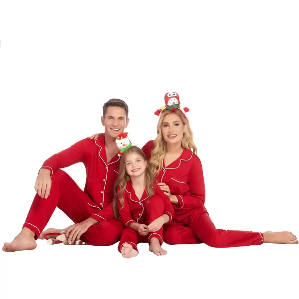 Ekouaer Christmas Family Matching Pajamas Long Sleeve Couple Pj Set Festival Party Sleepwear with Button SXXLKids Achristmas Red