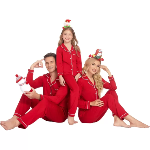 Ekouaer Christmas Family Matching Pajamas Long Sleeve Couple Pj Set Festival Party Sleepwear with Button SXXLKids Achristmas Red