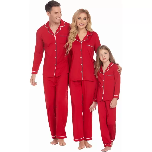 Ekouaer Christmas Family Matching Pajamas Long Sleeve Couple Pj Set Festival Party Sleepwear with Button SXXLKids Achristmas Red