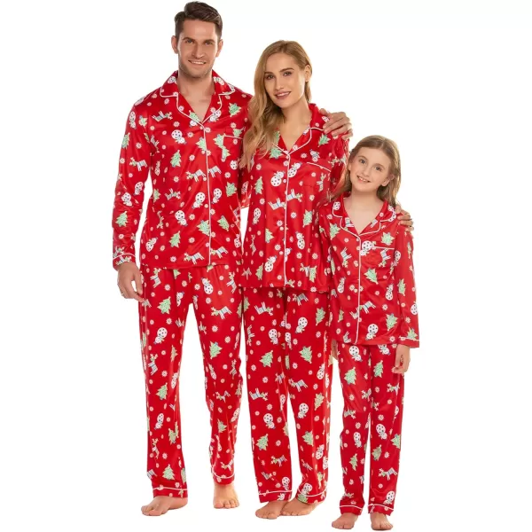 Ekouaer Christmas Family Matching Pajamas Long Sleeve Couple Pj Set Festival Party Sleepwear with Button SXXLKids Red With Xmas Tree