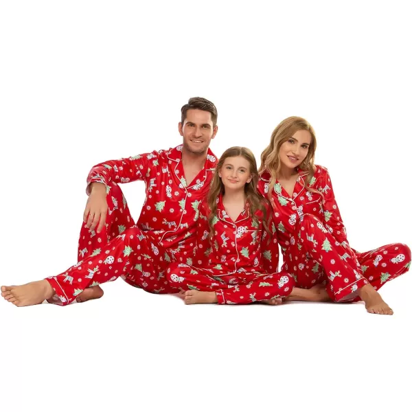 Ekouaer Christmas Family Matching Pajamas Long Sleeve Couple Pj Set Festival Party Sleepwear with Button SXXLKids Red With Xmas Tree