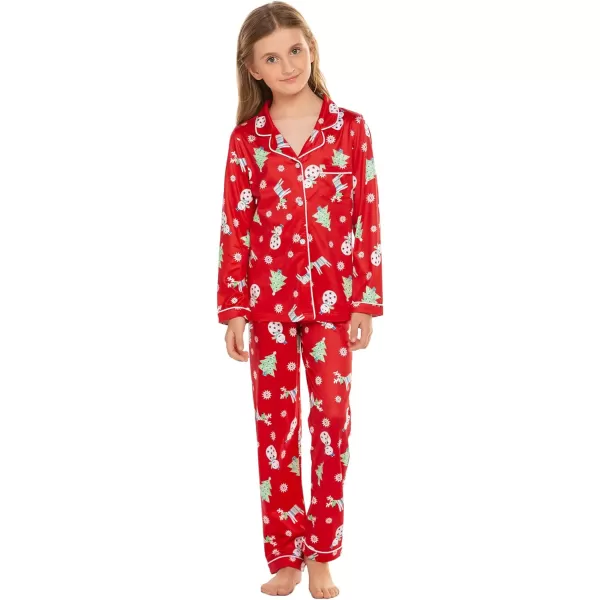 Ekouaer Christmas Family Matching Pajamas Long Sleeve Couple Pj Set Festival Party Sleepwear with Button SXXLKids Red With Xmas Tree