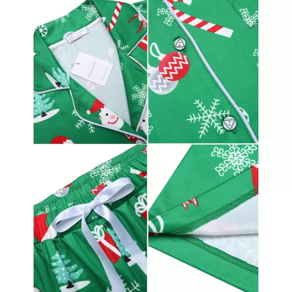 Ekouaer Christmas Family Matching Pajamas Long Sleeve Couple Pj Set Festival Party Sleepwear with Button SXXLMen Green With Santa Claus