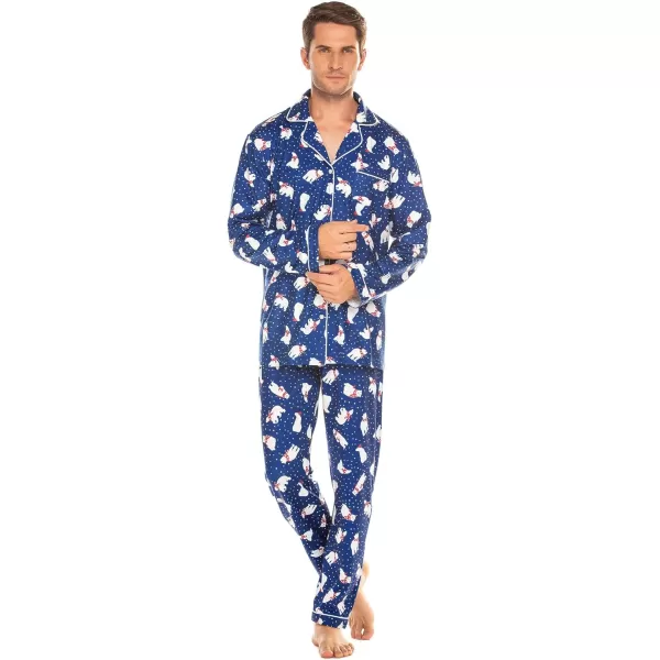 Ekouaer Christmas Family Matching Pajamas Long Sleeve Couple Pj Set Festival Party Sleepwear with Button SXXLMen Navy With Polar Bear