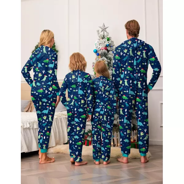 Ekouaer Christmas Matching Family Onesies Pajamas Long Sleeve Thermal One Piece Pajamas with ButtonKids Dinosaur