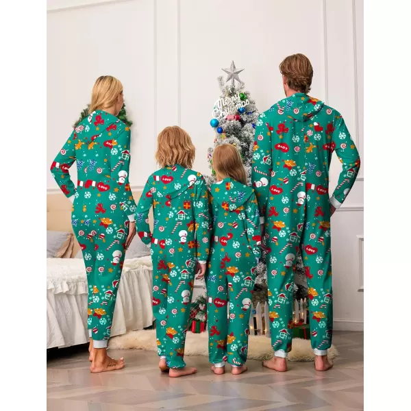 Ekouaer Christmas Matching Family Onesies Pajamas Long Sleeve Thermal One Piece Pajamas with ButtonKids Greenchristmas Snowflake