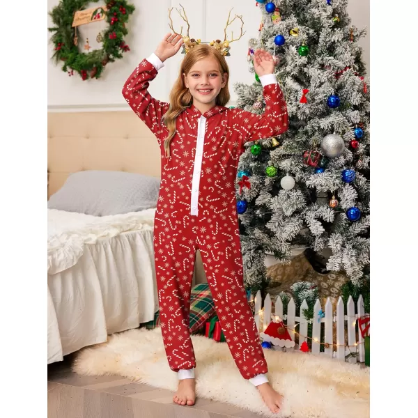 Ekouaer Christmas Matching Family Onesies Pajamas Long Sleeve Thermal One Piece Pajamas with ButtonKids Redcandy Snowflake