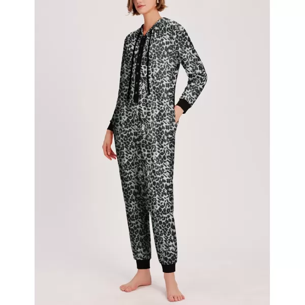 Ekouaer Christmas Matching Family Onesies Pajamas Long Sleeve Thermal One Piece Pajamas with ButtonWomen Blue Grey Leopard