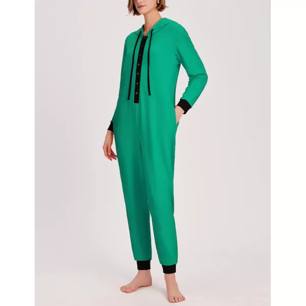 Ekouaer Christmas Matching Family Onesies Pajamas Long Sleeve Thermal One Piece Pajamas with ButtonWomen Green