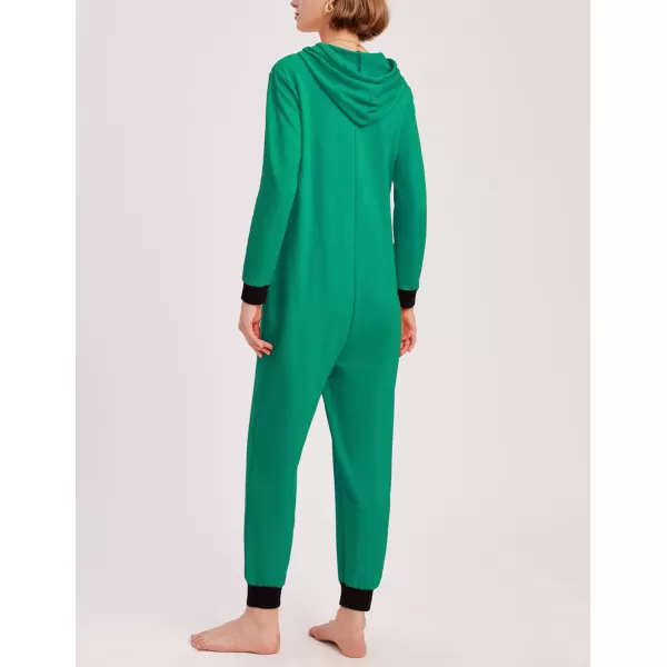 Ekouaer Christmas Matching Family Onesies Pajamas Long Sleeve Thermal One Piece Pajamas with ButtonWomen Green