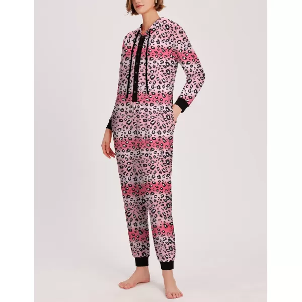 Ekouaer Christmas Matching Family Onesies Pajamas Long Sleeve Thermal One Piece Pajamas with ButtonWomen Pink Leopard