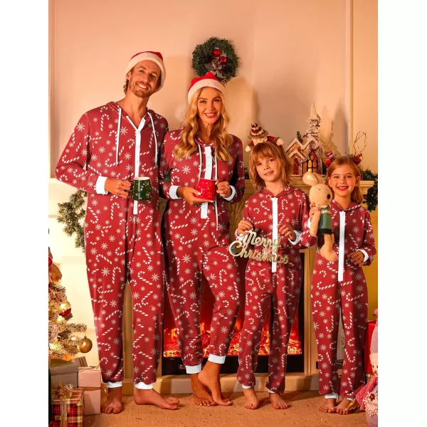 Ekouaer Christmas Matching Family Onesies Pajamas Long Sleeve Thermal One Piece Pajamas with ButtonWomen Redcandy Snowflake