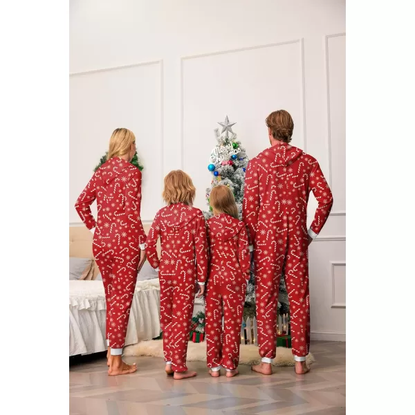 Ekouaer Christmas Matching Family Onesies Pajamas Long Sleeve Thermal One Piece Pajamas with ButtonWomen Redcandy Snowflake