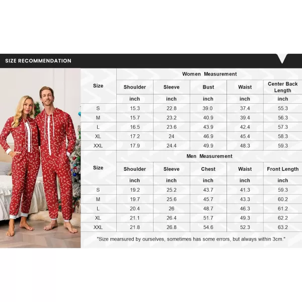 Ekouaer Christmas Matching Family Onesies Pajamas Long Sleeve Thermal One Piece Pajamas with ButtonWomen Redcandy Snowflake