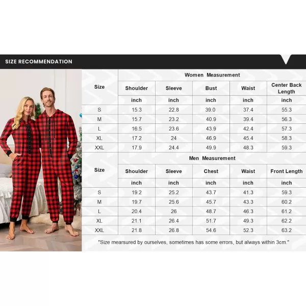Ekouaer Christmas Matching Family Onesies Pajamas Long Sleeve Thermal One Piece Pajamas with ButtonWomen Redplaid