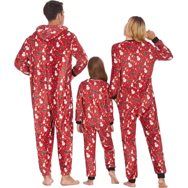Ekouaer Christmas Matching Pajamas Onesie for Family Fleece Onesie Sleepwear Zipper Jumpsuit with PocketsKids Christmas Red