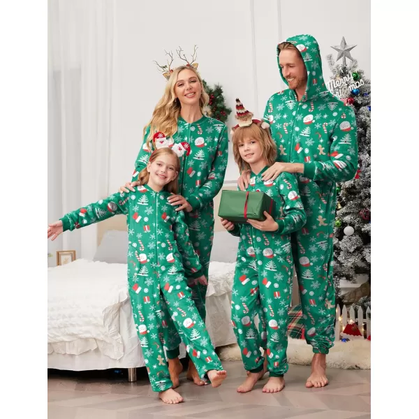 Ekouaer Christmas Matching Pajamas Onesie for Family Fleece Onesie Sleepwear Zipper Jumpsuit with PocketsMen Christmas Green