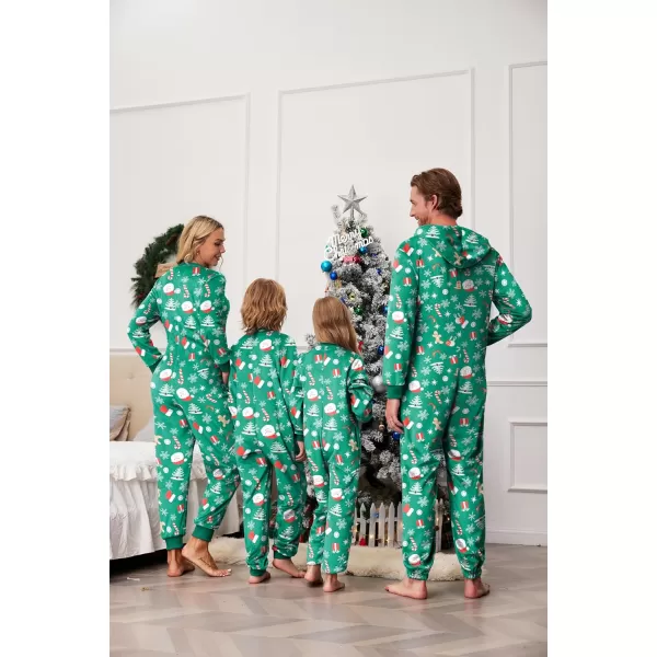 Ekouaer Christmas Matching Pajamas Onesie for Family Fleece Onesie Sleepwear Zipper Jumpsuit with PocketsMen Christmas Green