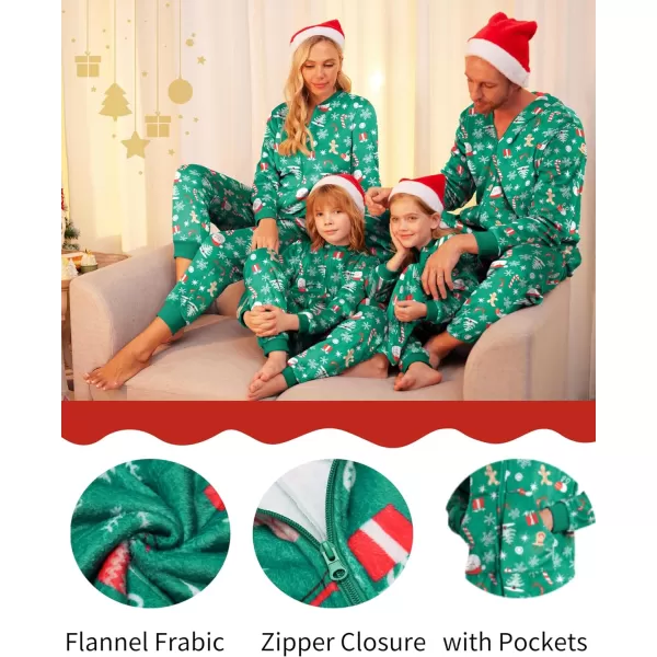 Ekouaer Christmas Matching Pajamas Onesie for Family Fleece Onesie Sleepwear Zipper Jumpsuit with PocketsMen Christmas Green