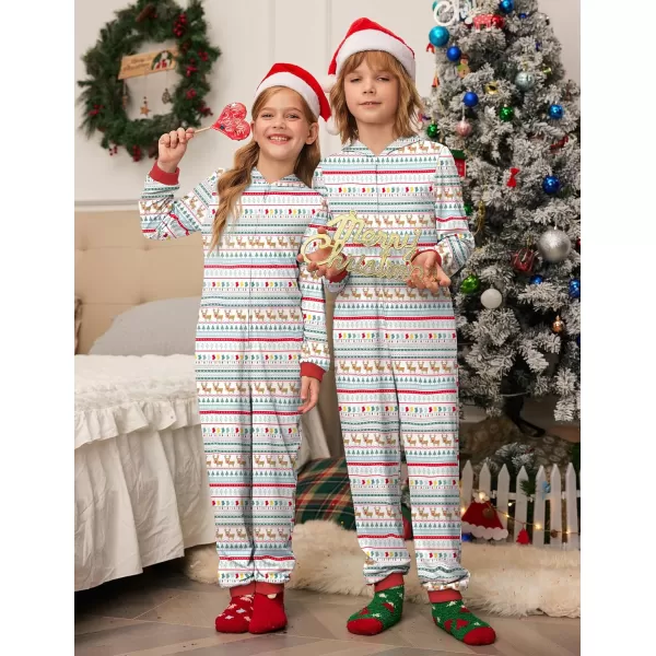 Ekouaer Christmas Onesies for Family Elk Antler Hooded Onesie Pajamas Long Sleeve Comfy LoungewearWomen Christmas Elk