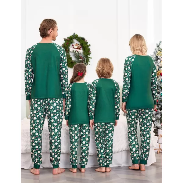 Ekouaer Christmas Pajamas for Family Long Sleeve Pjs Matching Sets with Plaid Pants Soft Sleepwear LoungewearKids Dark Green Gingerbread