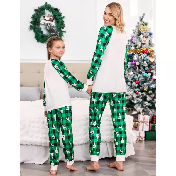 Ekouaer Christmas Pajamas for Family Long Sleeve Pjs Matching Sets with Plaid Pants Soft Sleepwear LoungewearKids Green Plaid