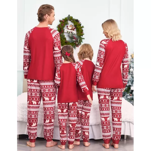 Ekouaer Christmas Pajamas for Family Long Sleeve Pjs Matching Sets with Plaid Pants Soft Sleepwear LoungewearKids Red Christmas Tree