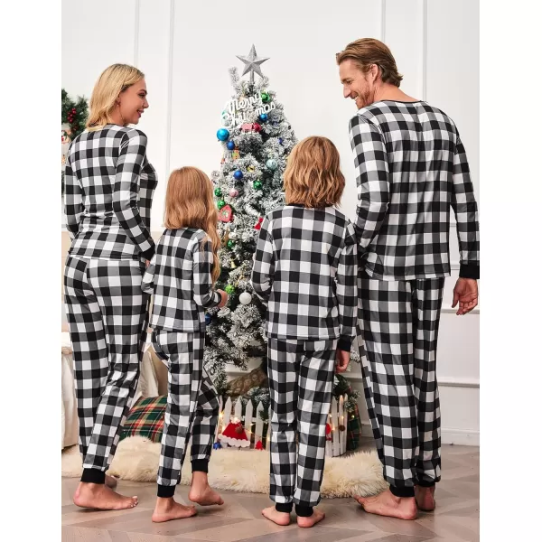 Ekouaer Christmas Pajamas for Family Matching Pjs Long Sleeve Plaid Sleepwear Holiday Xmas Loungewear with PocketsKids Pattern10grey Plaid