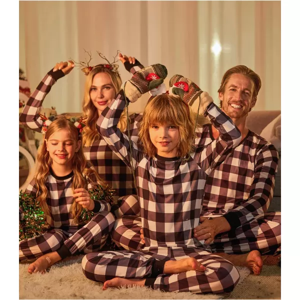 Ekouaer Christmas Pajamas for Family Matching Pjs Long Sleeve Plaid Sleepwear Holiday Xmas Loungewear with PocketsKids Pattern10grey Plaid