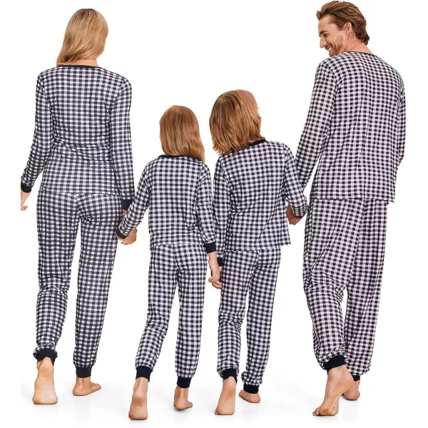 Ekouaer Christmas Pajamas for Family Matching Pjs Long Sleeve Plaid Sleepwear Holiday Xmas Loungewear with PocketsKids Pattern1black Plaid