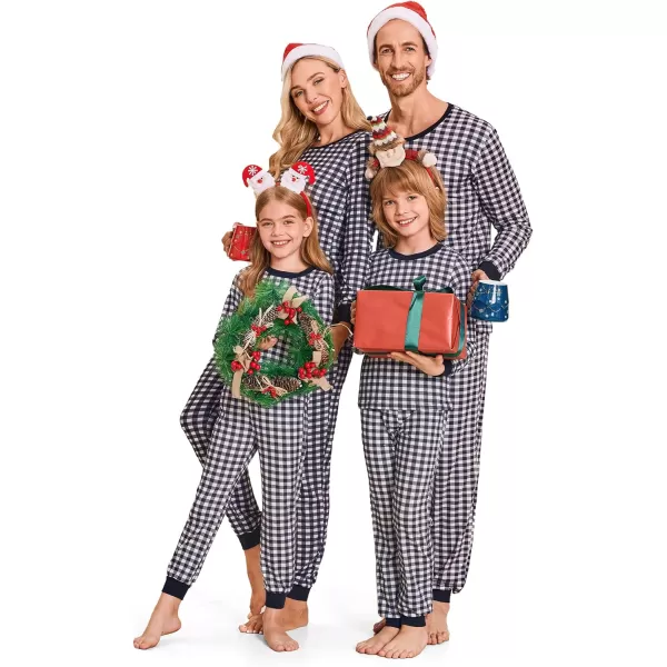 Ekouaer Christmas Pajamas for Family Matching Pjs Long Sleeve Plaid Sleepwear Holiday Xmas Loungewear with PocketsKids Pattern1black Plaid