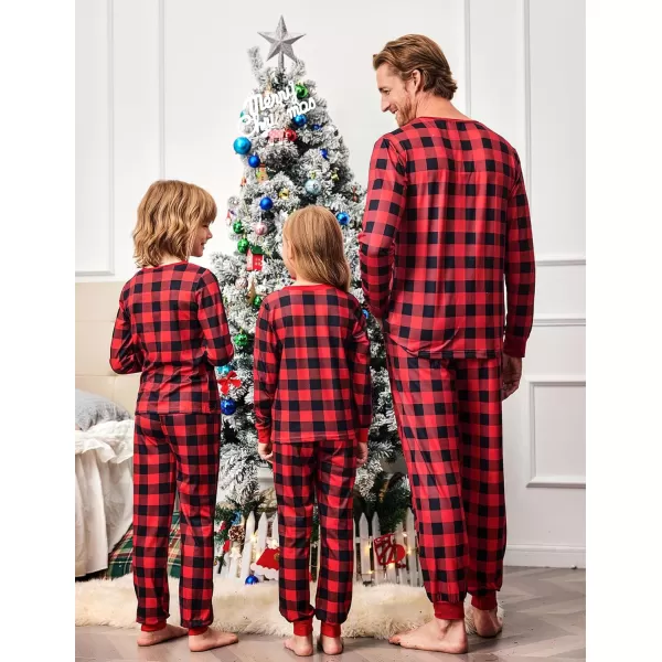 Ekouaer Christmas Pajamas for Family Matching Pjs Long Sleeve Plaid Sleepwear Holiday Xmas Loungewear with PocketsKids Pattern2red Plaid