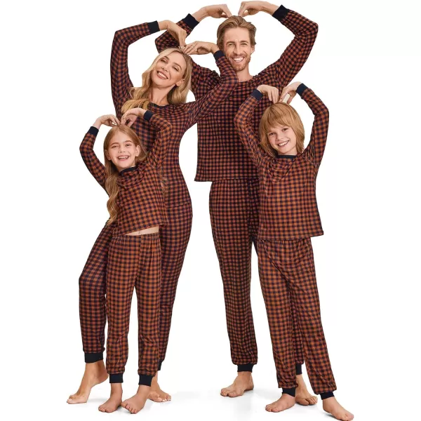 Ekouaer Christmas Pajamas for Family Matching Pjs Long Sleeve Plaid Sleepwear Holiday Xmas Loungewear with PocketsKids Pattern7caramel Plaid