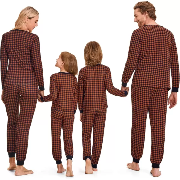 Ekouaer Christmas Pajamas for Family Matching Pjs Long Sleeve Plaid Sleepwear Holiday Xmas Loungewear with PocketsKids Pattern7caramel Plaid