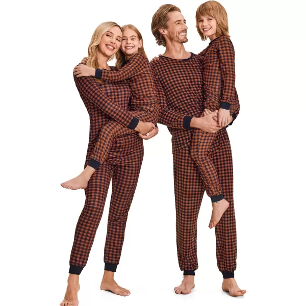 Ekouaer Christmas Pajamas for Family Matching Pjs Long Sleeve Plaid Sleepwear Holiday Xmas Loungewear with PocketsKids Pattern7caramel Plaid