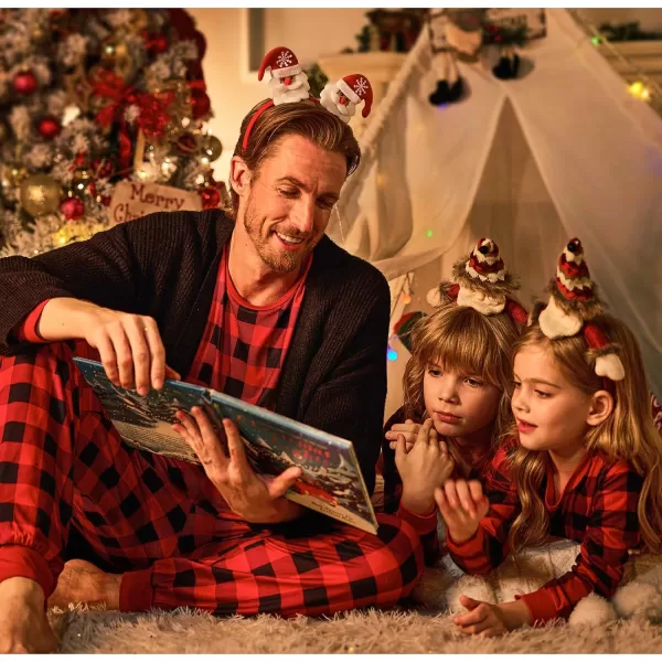 Ekouaer Christmas Pajamas for Family Matching Pjs Long Sleeve Plaid Sleepwear Holiday Xmas Loungewear with PocketsMen Pattern2red Plaid