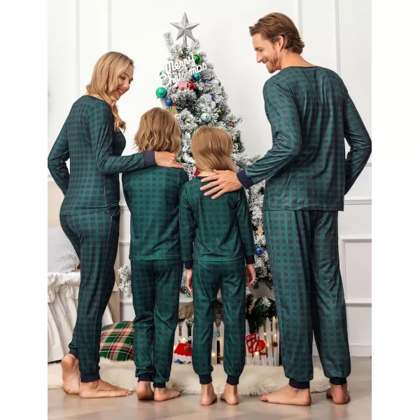 Ekouaer Christmas Pajamas for Family Matching Pjs Long Sleeve Plaid Sleepwear Holiday Xmas Loungewear with PocketsMen Pattern4blue Green Plaid