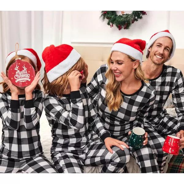 Ekouaer Christmas Pajamas for Family Matching Pjs Long Sleeve Plaid Sleepwear Holiday Xmas Loungewear with PocketsWomen Pattern10grey Plaid